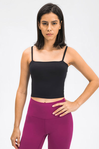 Elastic Spaghetti Strap Sports Cami - OK BAZAAR | Trendy Attainable Fashion & Accessories