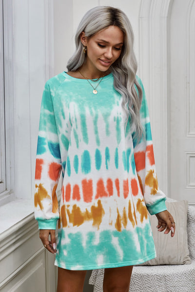 Tie Dye Long Sleeve Sweatshirt Dress - OK BAZAAR | Trendy Attainable Fashion & Accessories