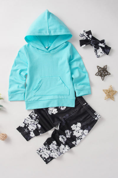 Baby Solid Hoodie and Floral Pants Set - OK BAZAAR | Trendy Attainable Fashion & Accessories