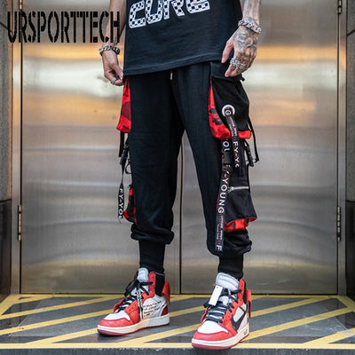 Hip Hop Joggers Men Letter Ribbons Cargo Pants Pockets Track Tactical Casual Techwear Male Trousers Sweatpants Sport Streetwear - OK BAZAAR | Trendy Attainable Fashion & Accessories