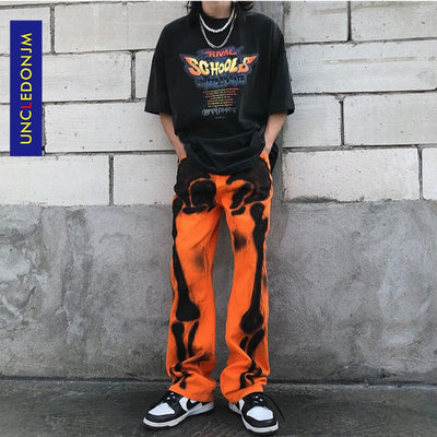 UNCLEDONJM Skeleton denim Hip Hop jeans 2021 designer pants men clothing women streetwear graffiti men jeans trousers T2-A213 - OK BAZAAR | Trendy Attainable Fashion & Accessories